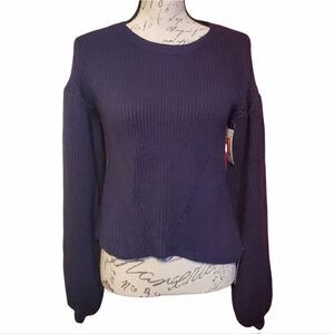 Nwt Maisie Peter Long Bishop Sleeve Sweater Crew Neck Ribbed Knit Pullover-Ladie